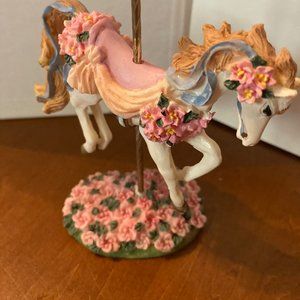 CAROUSEL CREATIONS HORSES BRASS POLE WITH FLOWERS